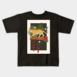 Jungle Tiger on Log Kids T-Shirt